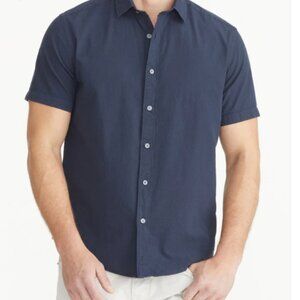 Cotton Seersucker Short-Sleeve Pavao Large Relaxed Fit Navy